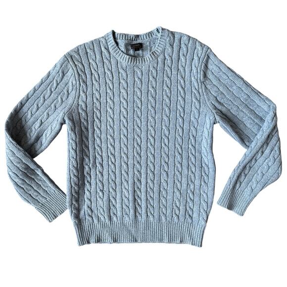 J.Crew Men's Cable Knit Wool Sweater Blue Size Medium - Picture 1 of 5